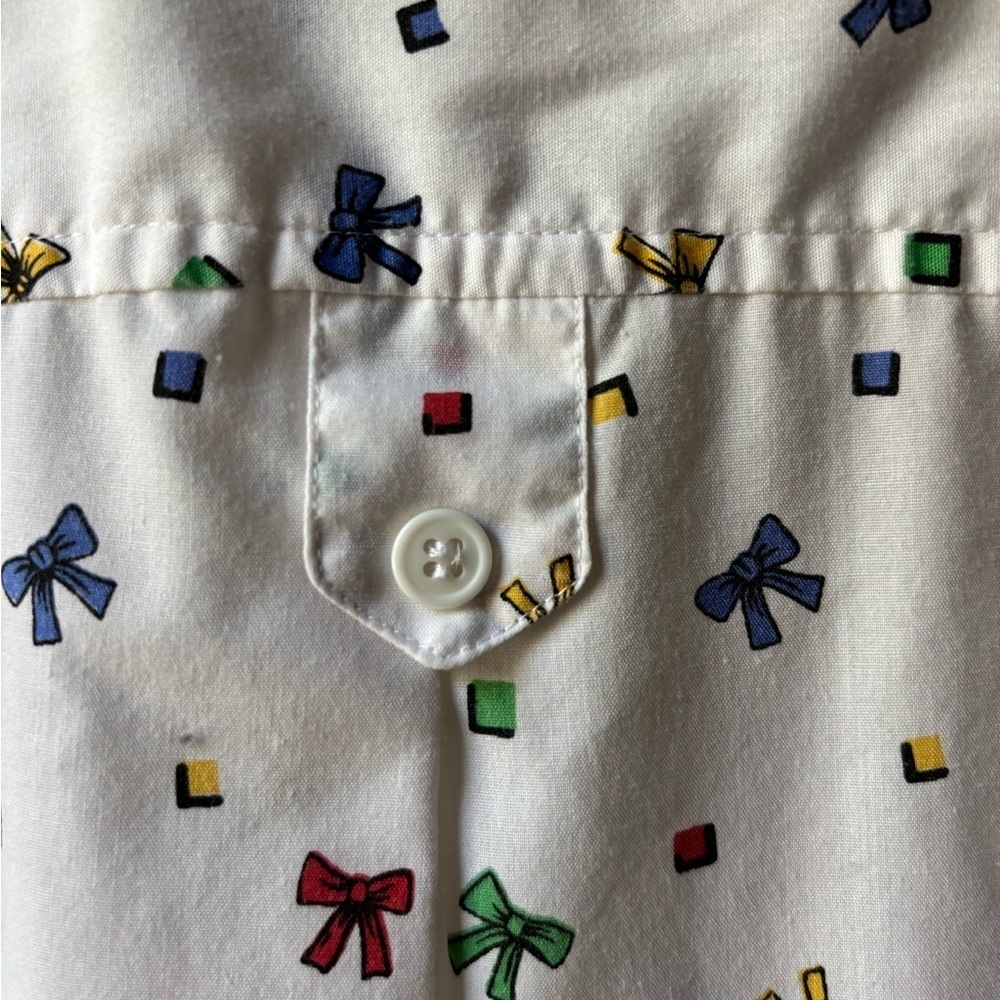 Vintage Maternity Popover Button Top with Ribbon Bow Pattern by Take Nine EXC 🎀 - Picture 3 of 8